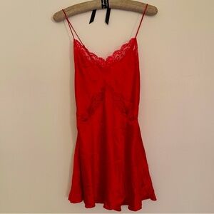 Vintage Y2K Victoria’s Secret red silk slip dress size M